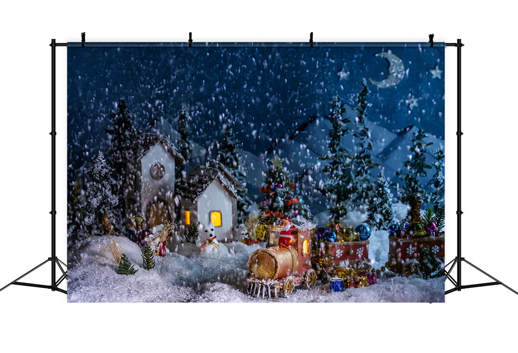 Christmas Snowy Train Journey Backdrop UK BRP8-159