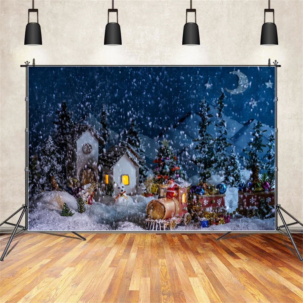 Christmas Snowy Train Journey Backdrop UK BRP8-159