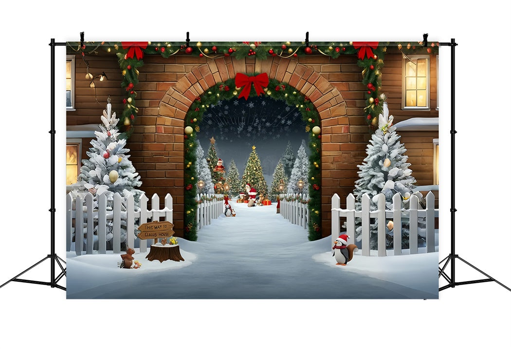 Christmas Santa Village Gate Backdrop UK BRP8-161