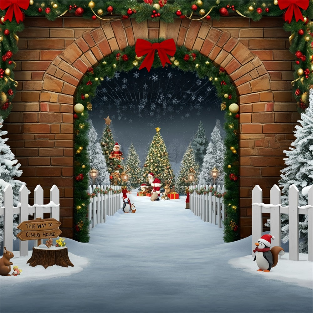 Christmas Santa Village Gate Backdrop UK BRP8-161