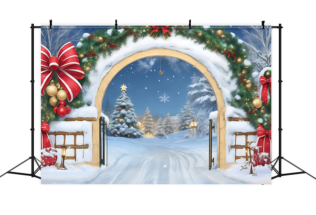 Christmas Snowy Trail and Arch Backdrop UK BRP8-162