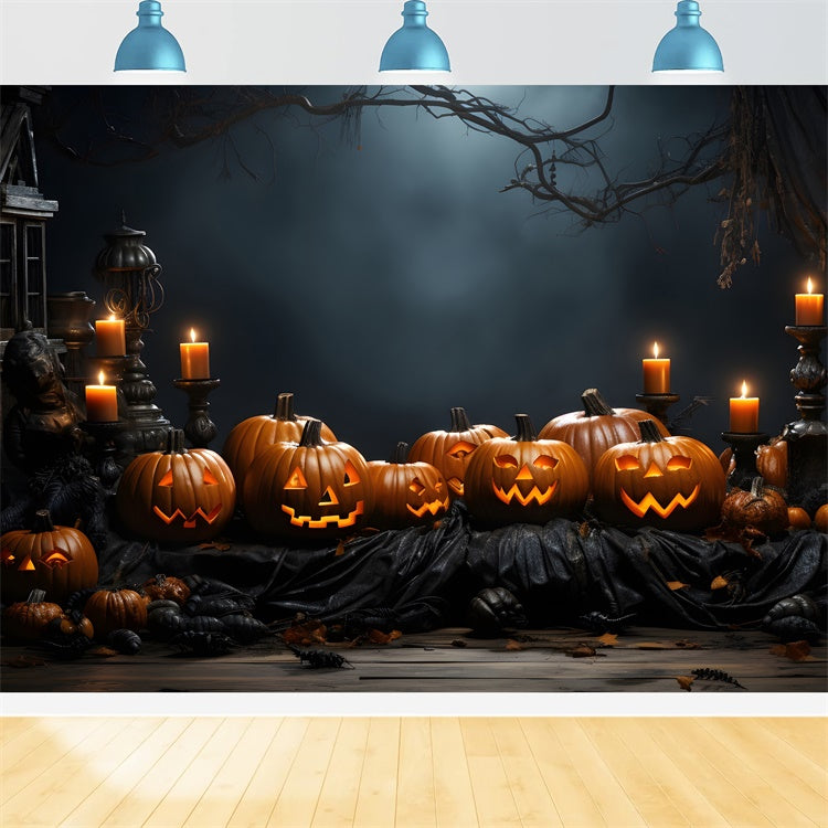 Halloween Eve Carved Pumpkins Candlelight Backdrop BRP8-166