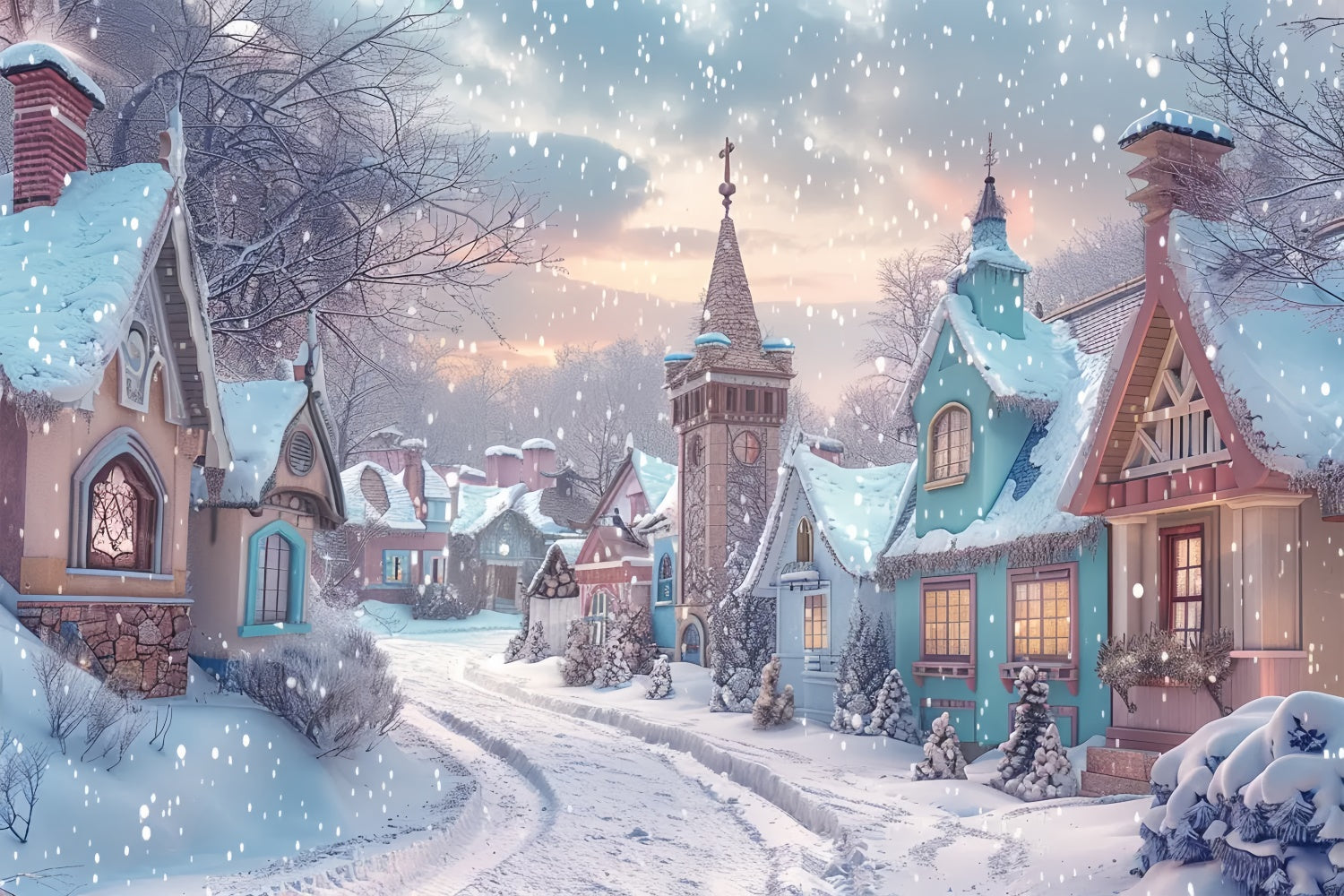 Christmas Fairy Tale Village Backdrop UK BRP8-17