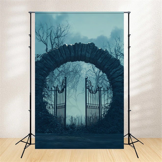 Spooky Arch and Iron Gate Halloween Backdrop BRP8-171