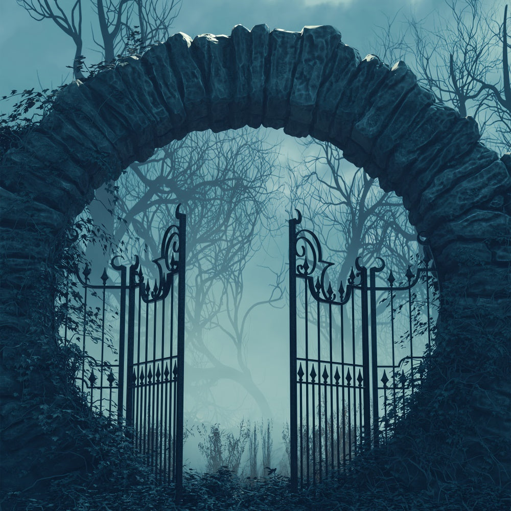 Spooky Arch and Iron Gate Halloween Backdrop BRP8-171