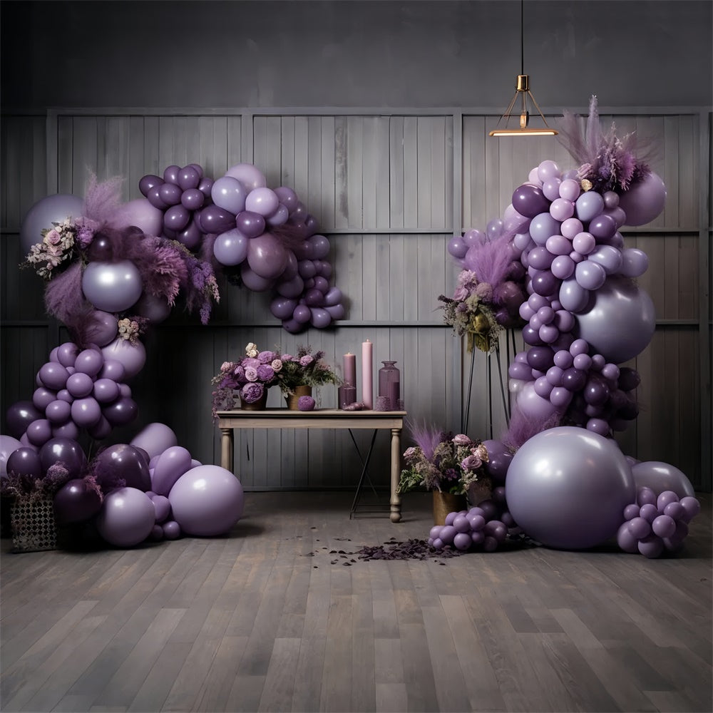 Graceful Violet Balloon Garland Halloween Backdrop BRP8-179