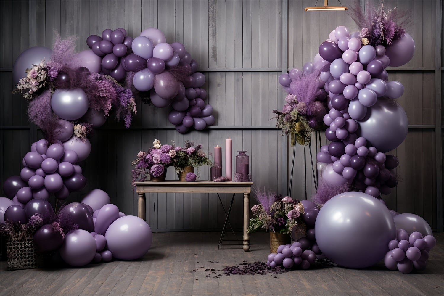 Graceful Violet Balloon Garland Halloween Backdrop BRP8-179