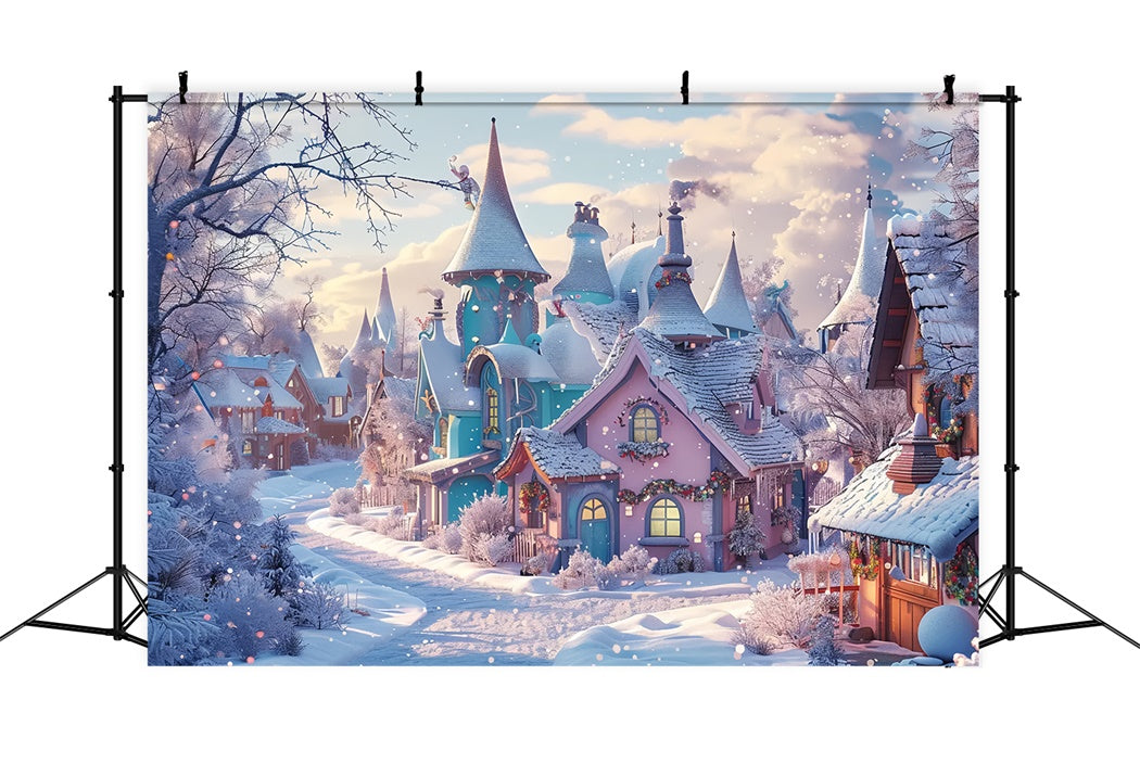 Christmas Snowy Village Wonderland Backdrop UK BRP8-18