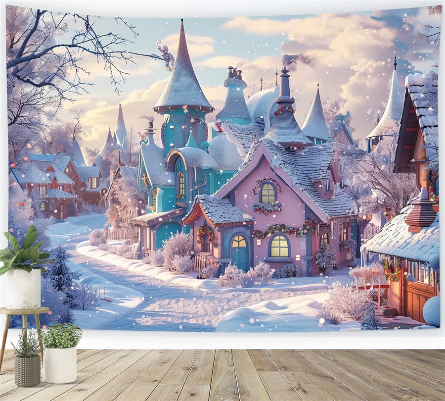 Christmas Snowy Village Wonderland Backdrop UK BRP8-18