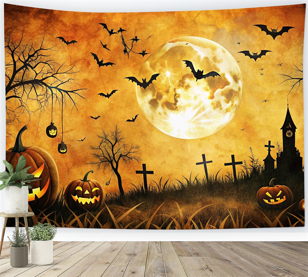 Creepy Graveyard and Full Moon Halloween Backdrop BRP8-182