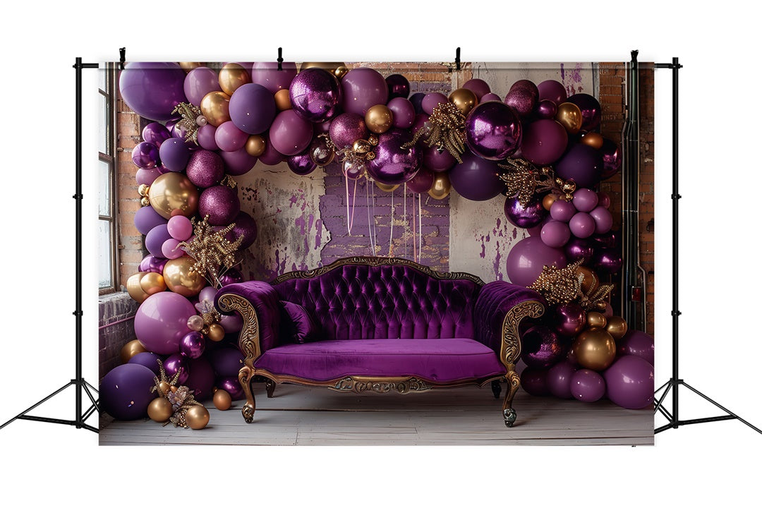 Opulent Purple and Gold Halloween Party Backdrop BRP8-185