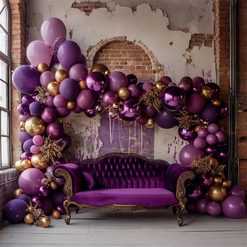 Opulent Purple and Gold Halloween Party Backdrop BRP8-185