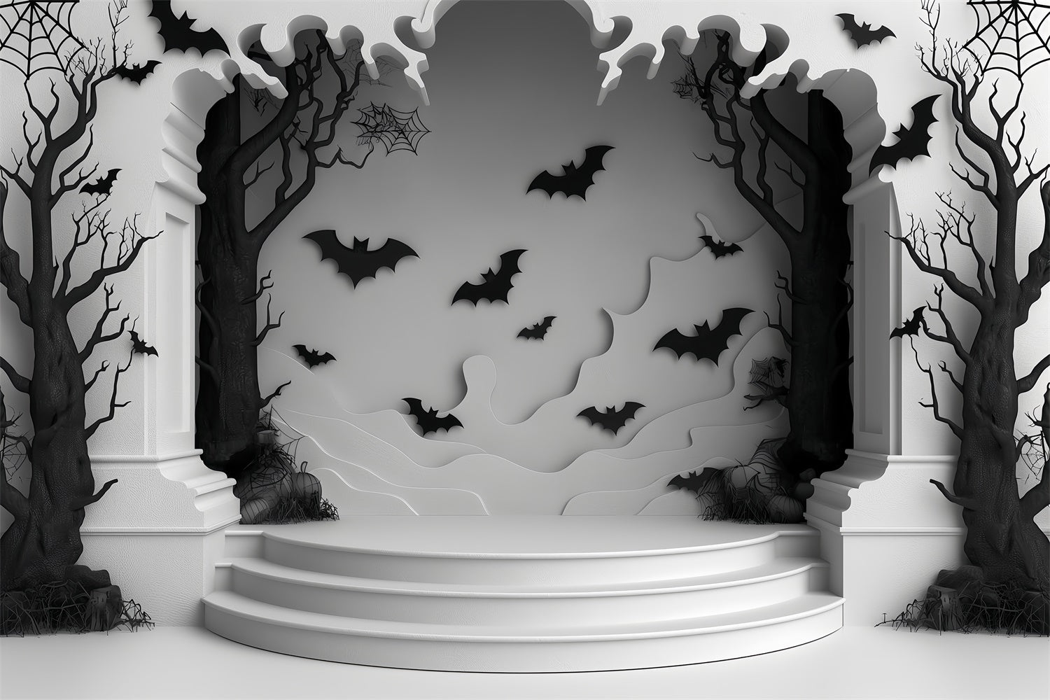 Haunted Forest with Bats Halloween Stage Backdrop BRP8-187