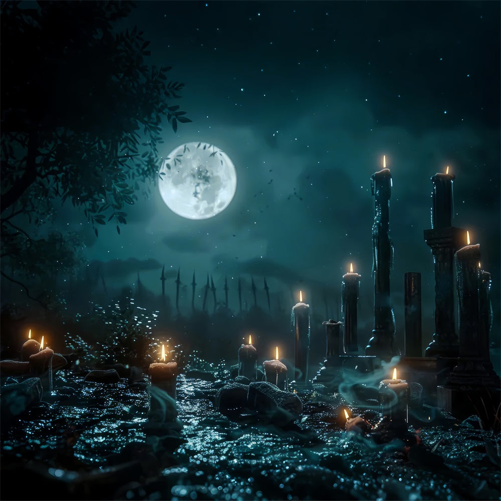 Creepy Candlelit Cemetery Path Halloween Backdrop BRP8-189