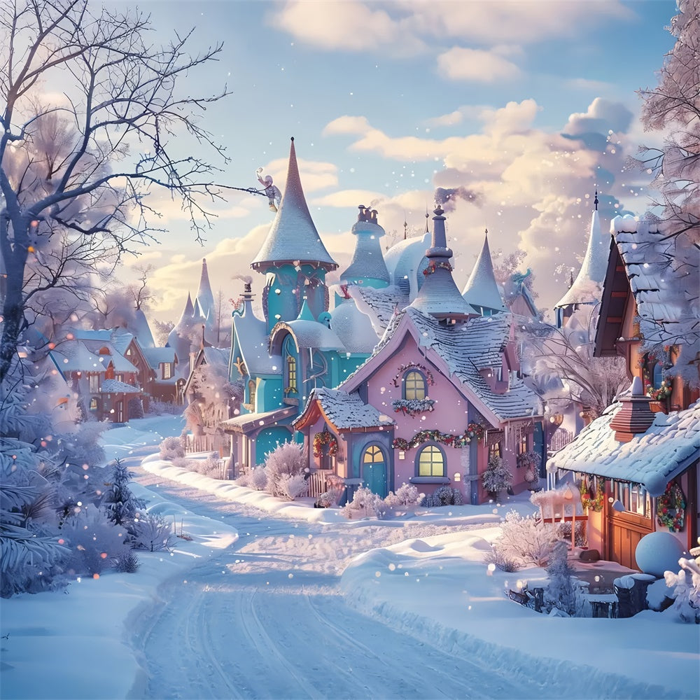 Christmas Snowy Village Wonderland Backdrop UK BRP8-18