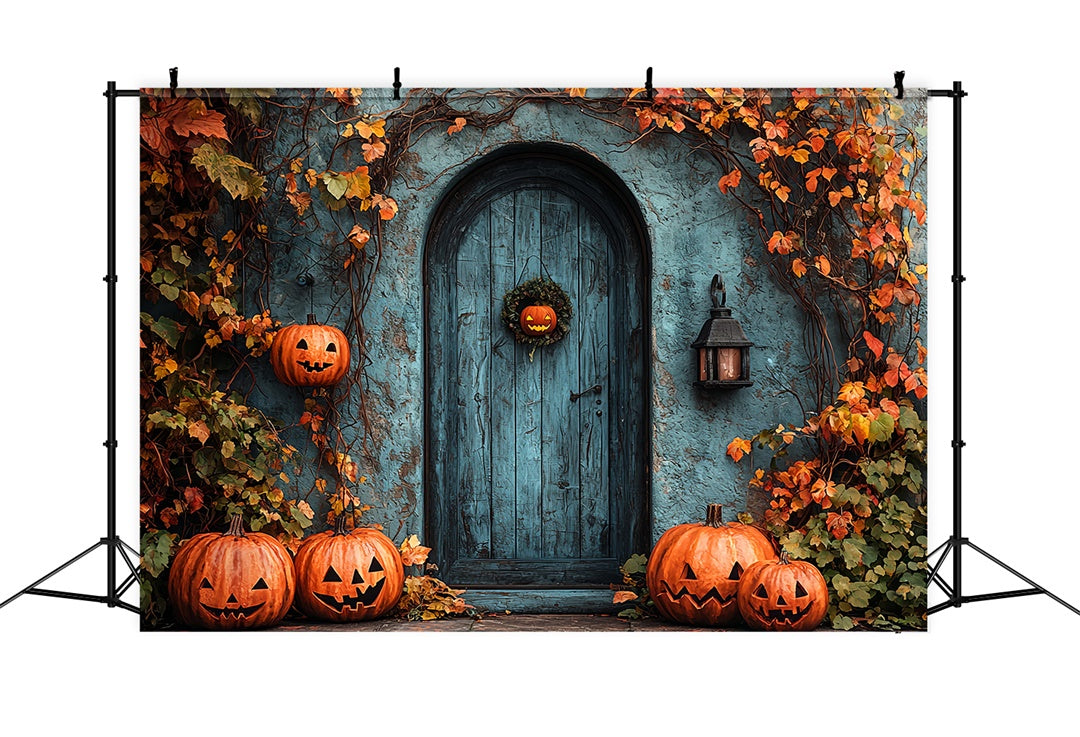 Halloween Doorway with Pumpkins and Vines Backdrop BRP8-198