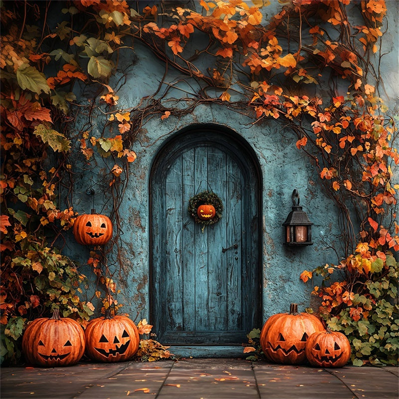 Halloween Doorway with Pumpkins and Vines Backdrop BRP8-198