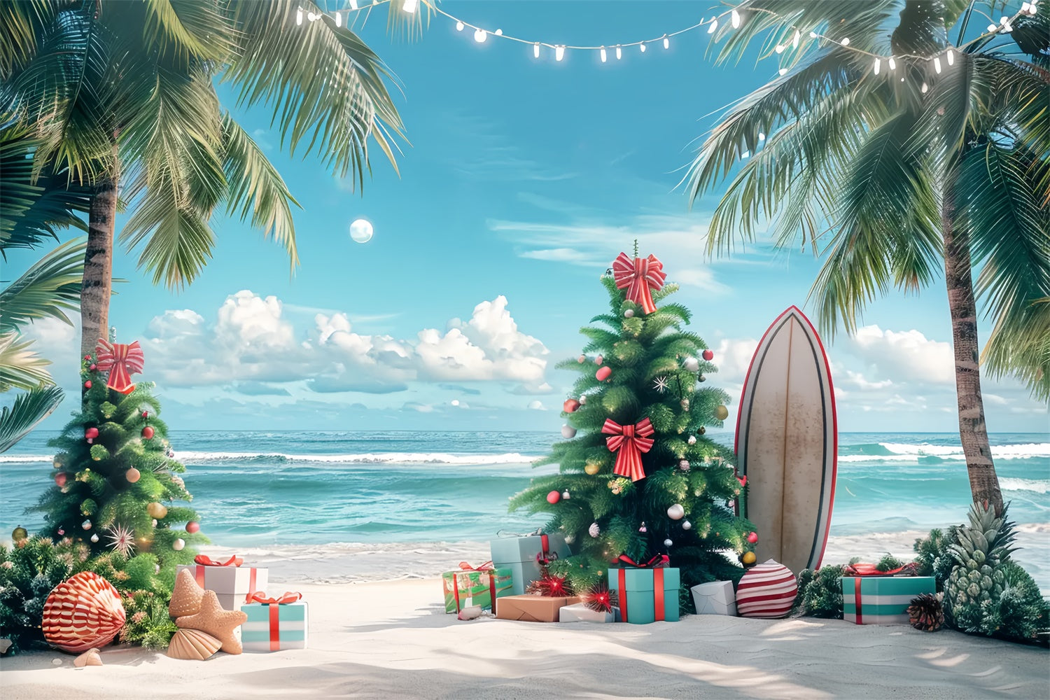 Tropical Christmas Beach Backdrop UK BRP8-2