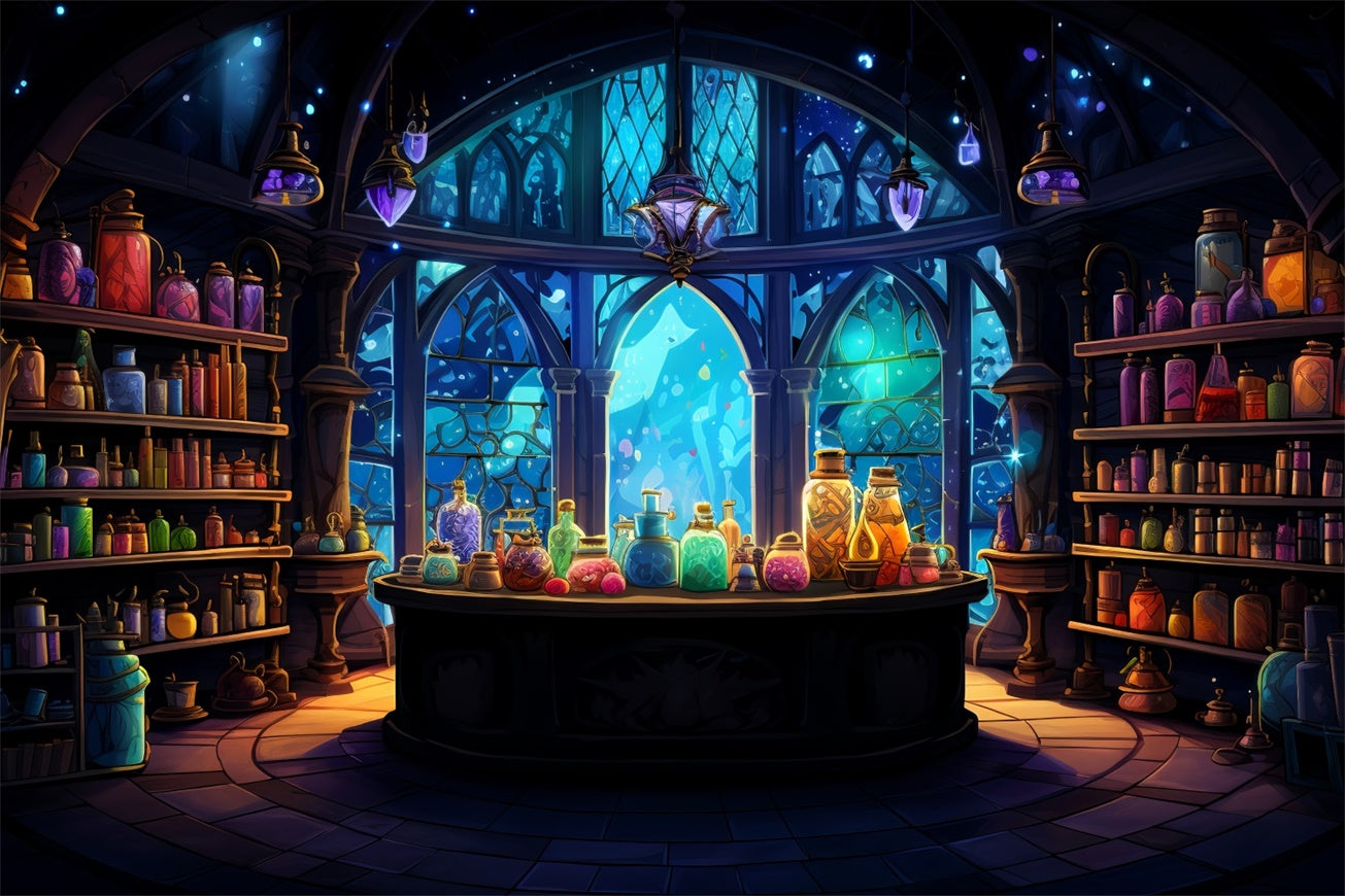 Halloween Wizard’s Potion Room with Elixirs Backdrop BRP8-200