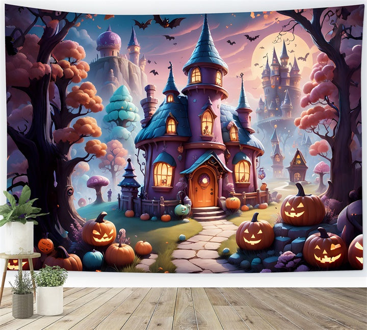 Halloween Mystical Witch’s Manor with Pumpkins Backdrop UK BRP8-208