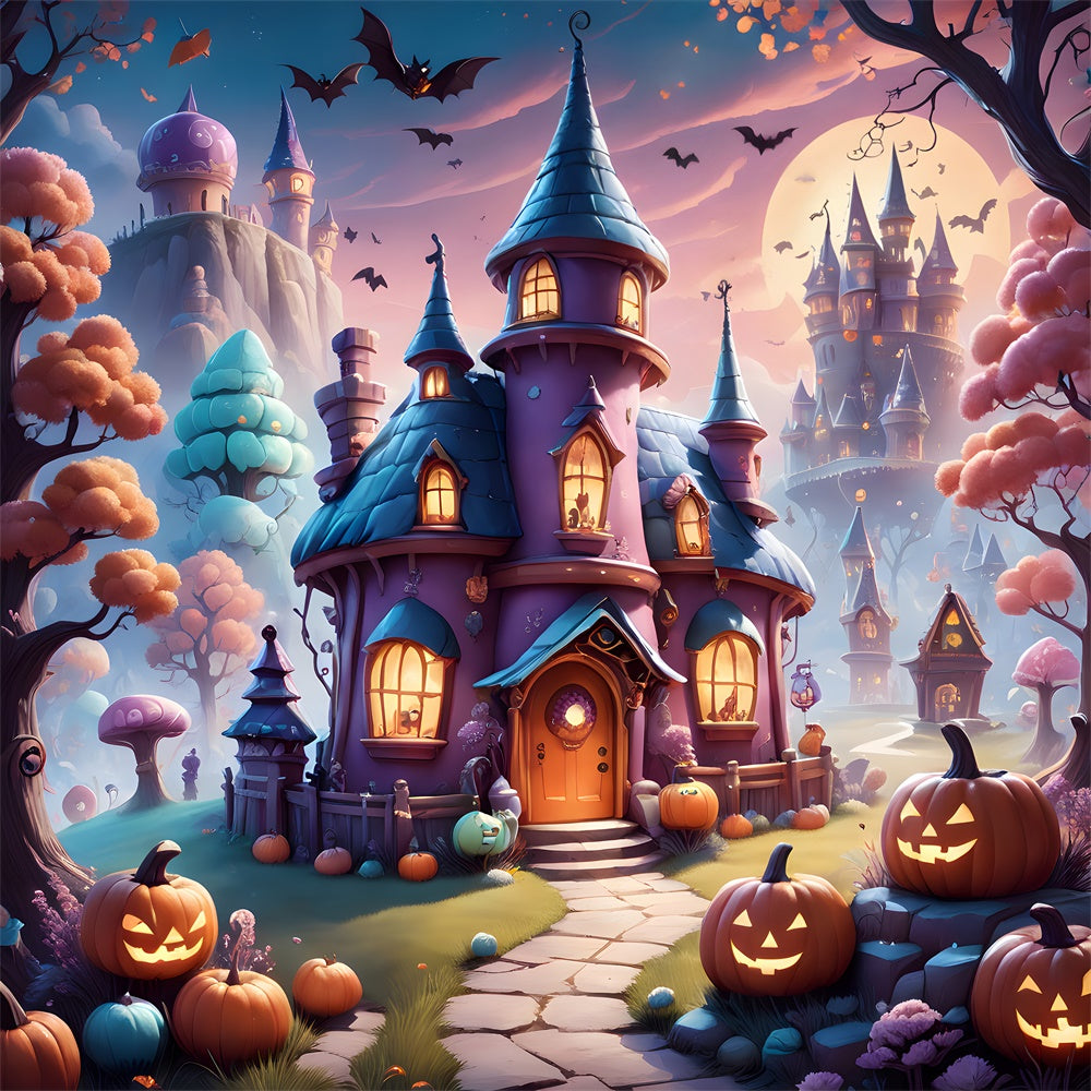 Halloween Mystical Witch’s Manor with Pumpkins Backdrop UK BRP8-208