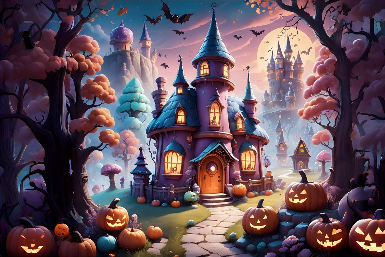 Halloween Mystical Witch’s Manor with Pumpkins Backdrop UK BRP8-208