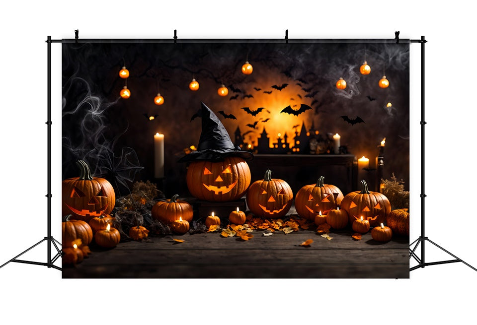 Halloween Witch Pumpkins and Candlelight Magic Backdrop UK BRP8-210