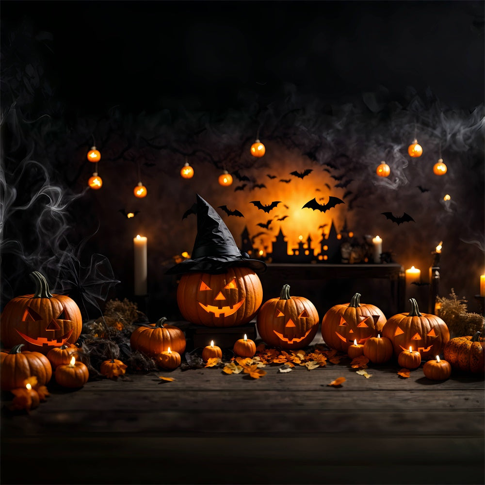 Halloween Witch Pumpkins and Candlelight Magic Backdrop UK BRP8-210