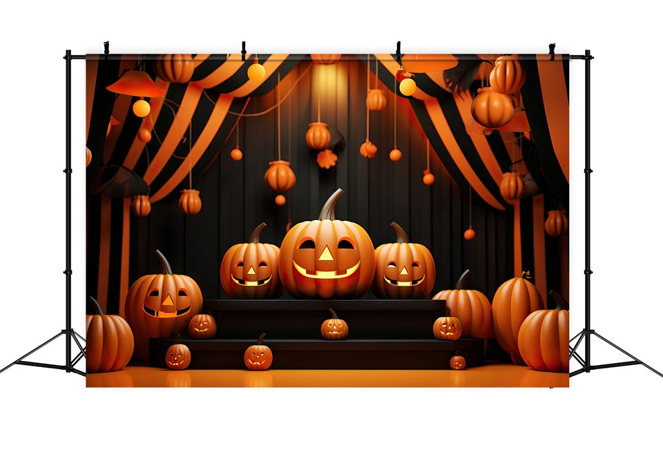 Glow and Smiling Pumpkins Halloween Stage Backdrop UK BRP8-214