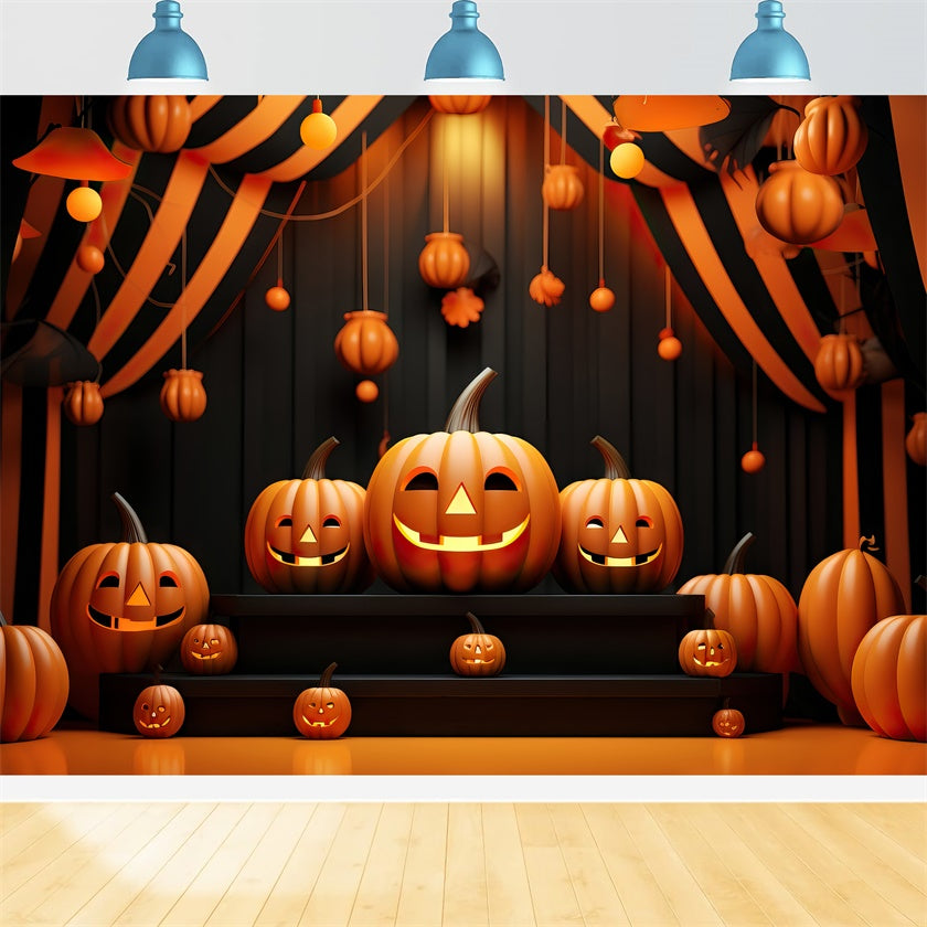 Glow and Smiling Pumpkins Halloween Stage Backdrop UK BRP8-214