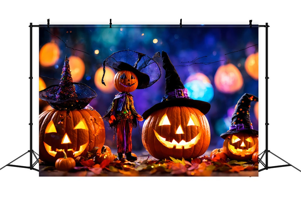 Enchanted Witch Pumpkins and Halloween Lights Backdrop UK BRP8-220