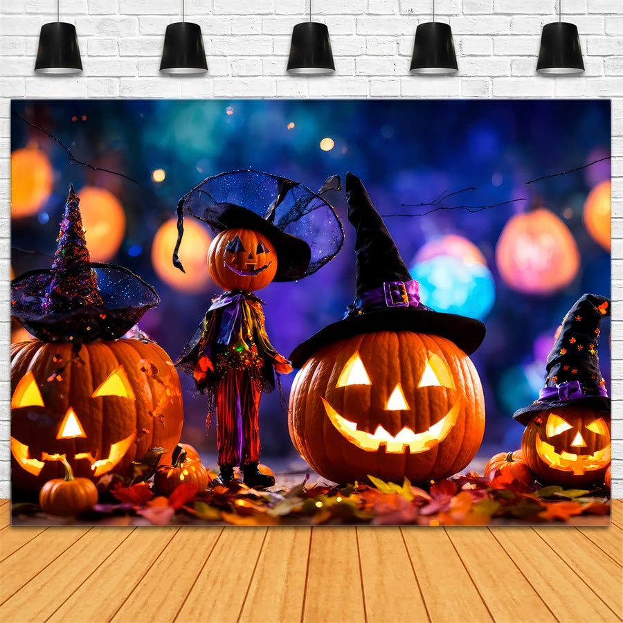 Enchanted Witch Pumpkins and Halloween Lights Backdrop UK BRP8-220