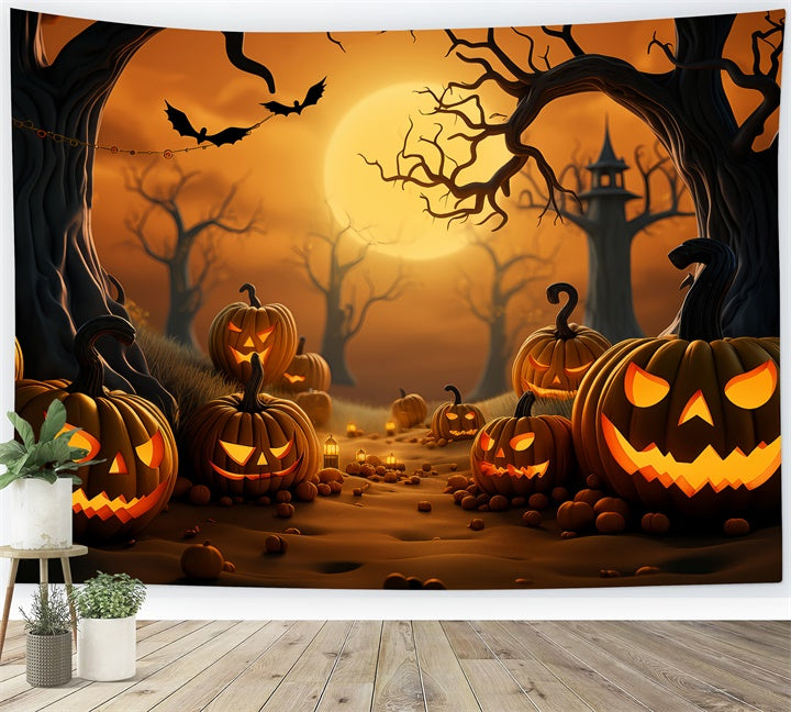 Spooky Pumpkin Forest Under Halloween Moon Backdrop UK BRP8-221