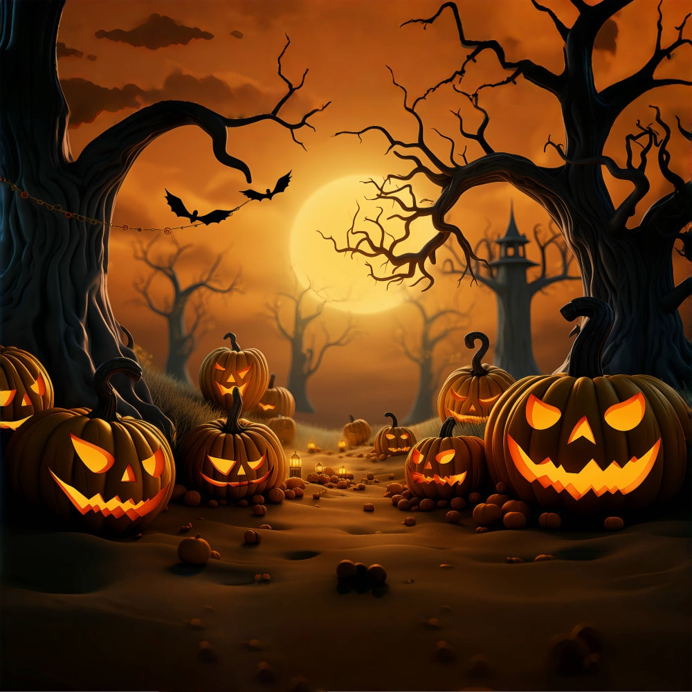 Spooky Pumpkin Forest Under Halloween Moon Backdrop UK BRP8-221