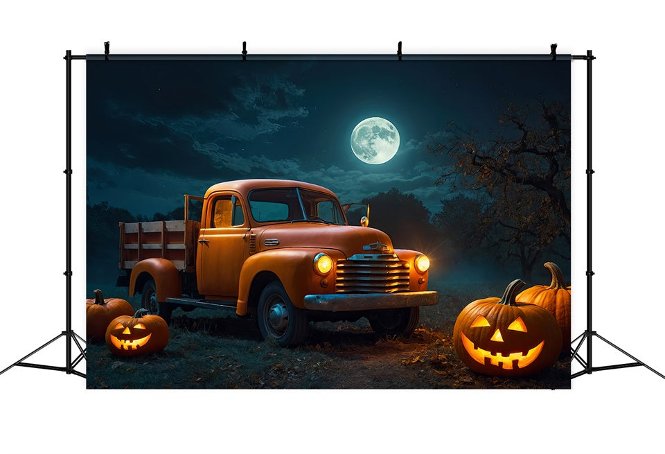 Truck and Pumpkins in Halloween Forest Backdrop UK BRP8-222