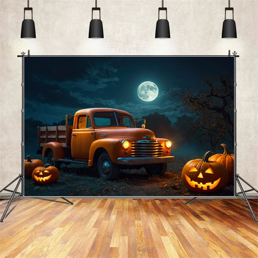 Truck and Pumpkins in Halloween Forest Backdrop UK BRP8-222