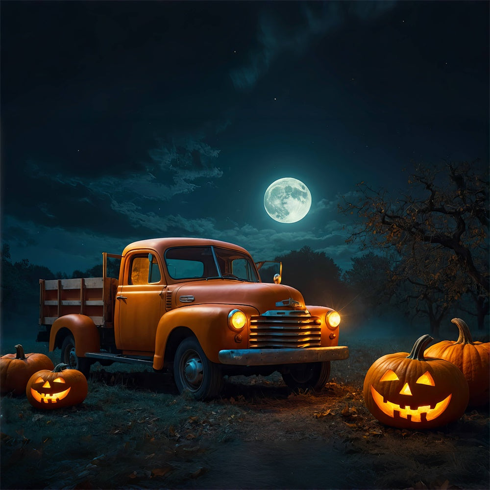 Truck and Pumpkins in Halloween Forest Backdrop UK BRP8-222