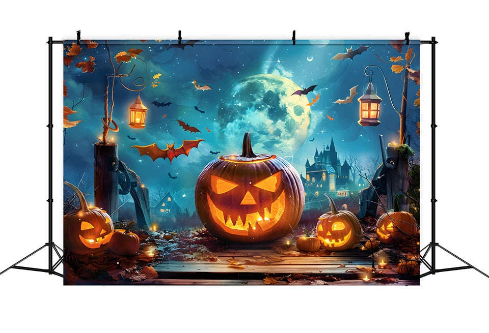 Spooky Night with Lanterns and Bats Halloween Backdrop UK BRP8-225