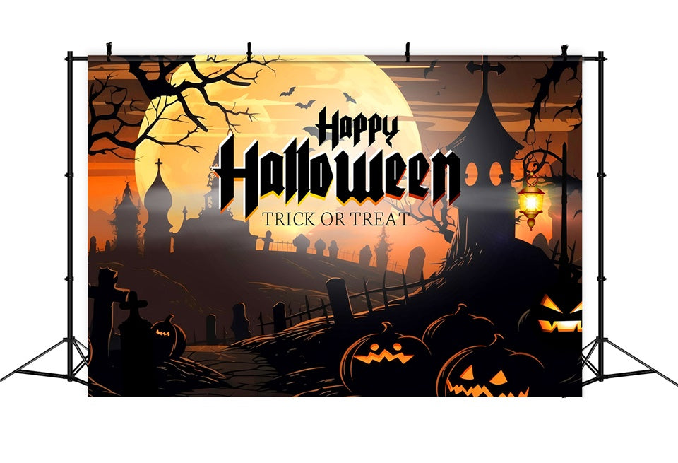 Happy Halloween Trick or Treat Cemetery Backdrop UK BRP8-229