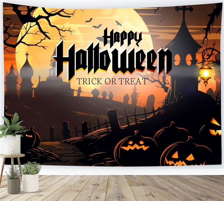 Happy Halloween Trick or Treat Cemetery Backdrop UK BRP8-229