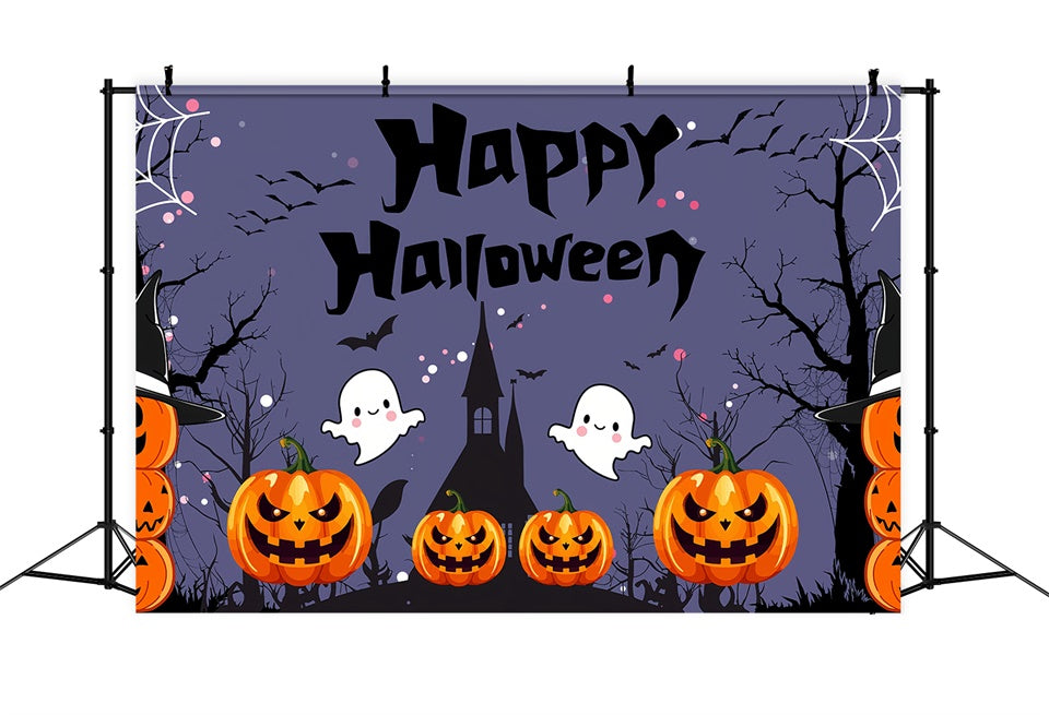 Happy Halloween Ghosts and Pumpkin Fun Backdrop UK BRP8-230