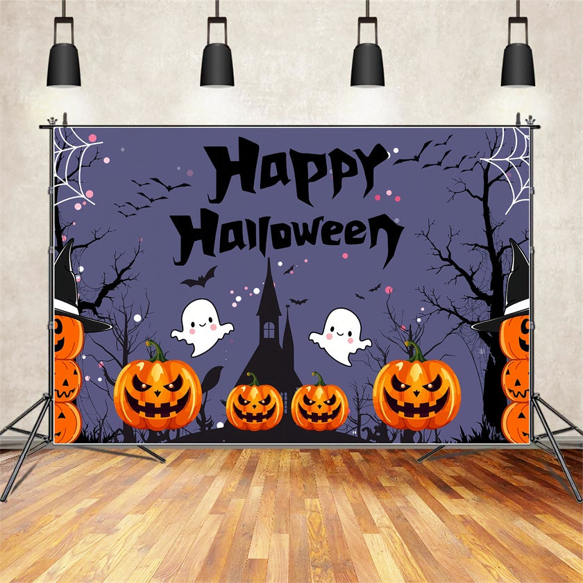 Happy Halloween Ghosts and Pumpkin Fun Backdrop UK BRP8-230