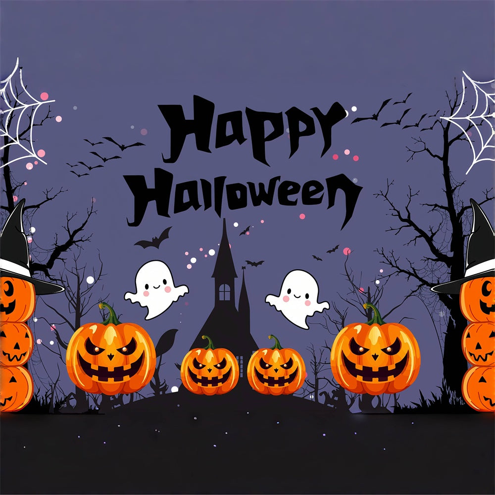 Happy Halloween Ghosts and Pumpkin Fun Backdrop UK BRP8-230