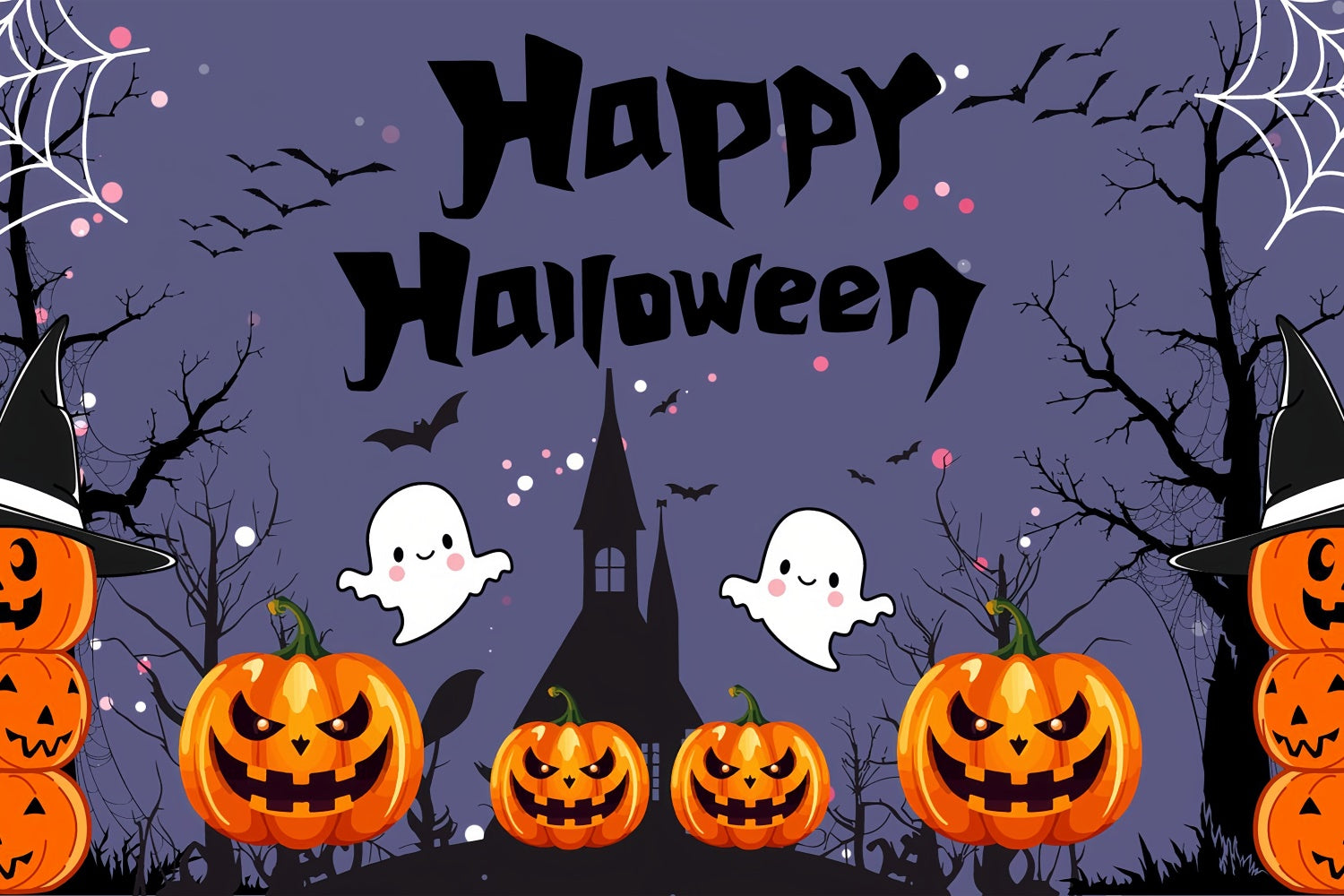 Happy Halloween Ghosts and Pumpkin Fun Backdrop UK BRP8-230