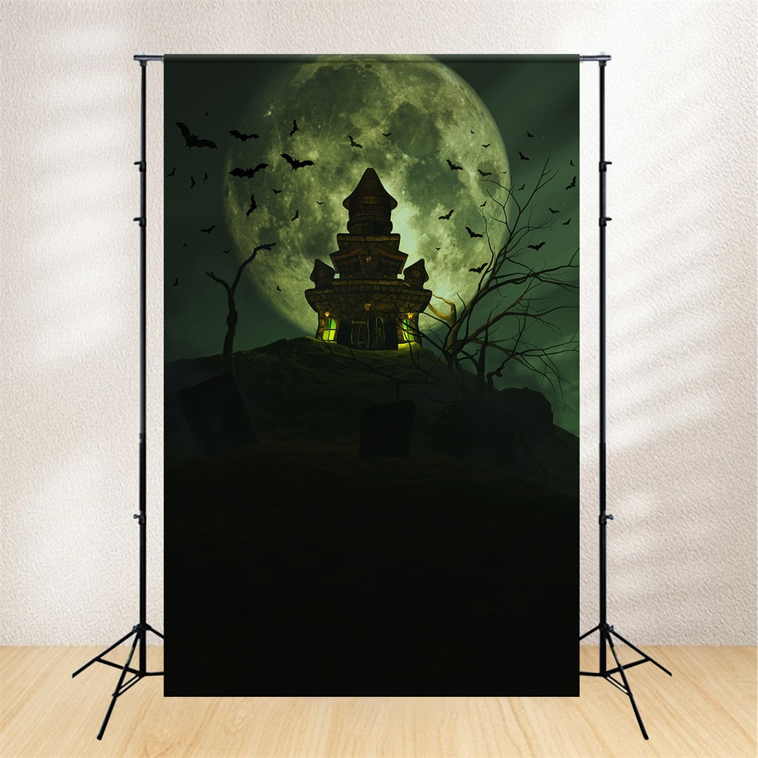 Full Moon and Hilltop Castle Halloween Backdrop UK BRP8-231