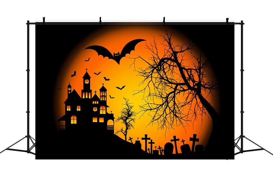 Twilight Over Haunted Hill Halloween Backdrop UK BRP8-233