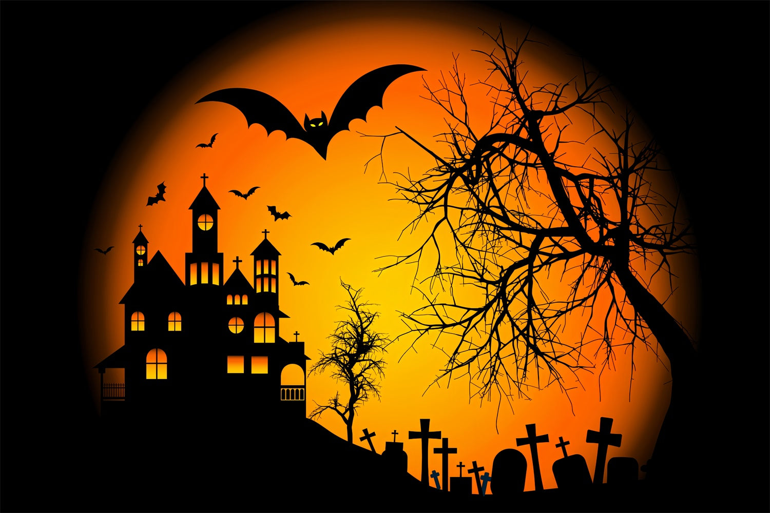 Twilight Over Haunted Hill Halloween Backdrop UK BRP8-233