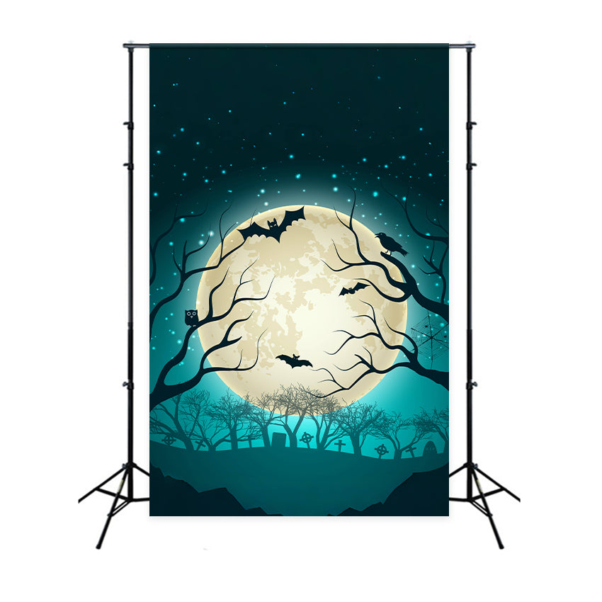 Eerie Night with Creepy Trees Halloween Backdrop UK BRP8-234