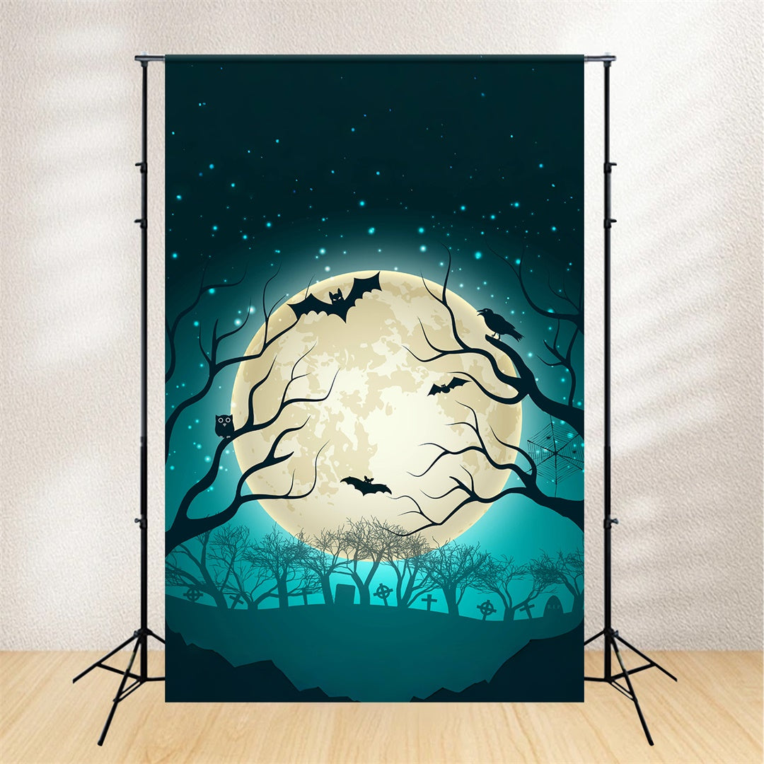 Eerie Night with Creepy Trees Halloween Backdrop UK BRP8-234