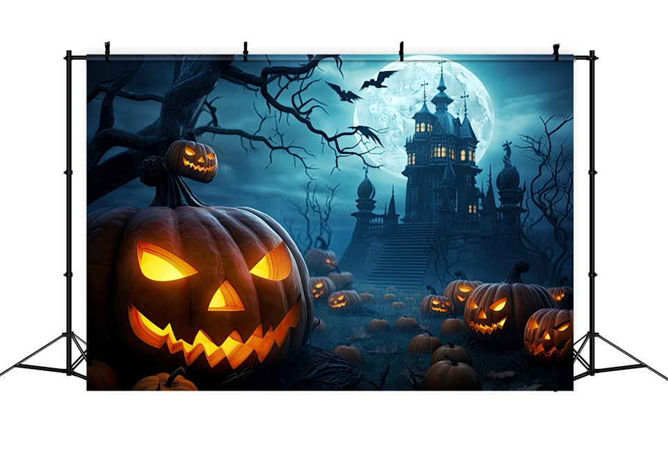 Evil Pumpkin and Spooky Castle Halloween Backdrop UK BRP8-238